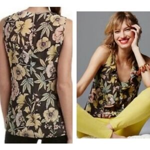 CAbi Black and Cream Fitted Sleeveless Tank Top